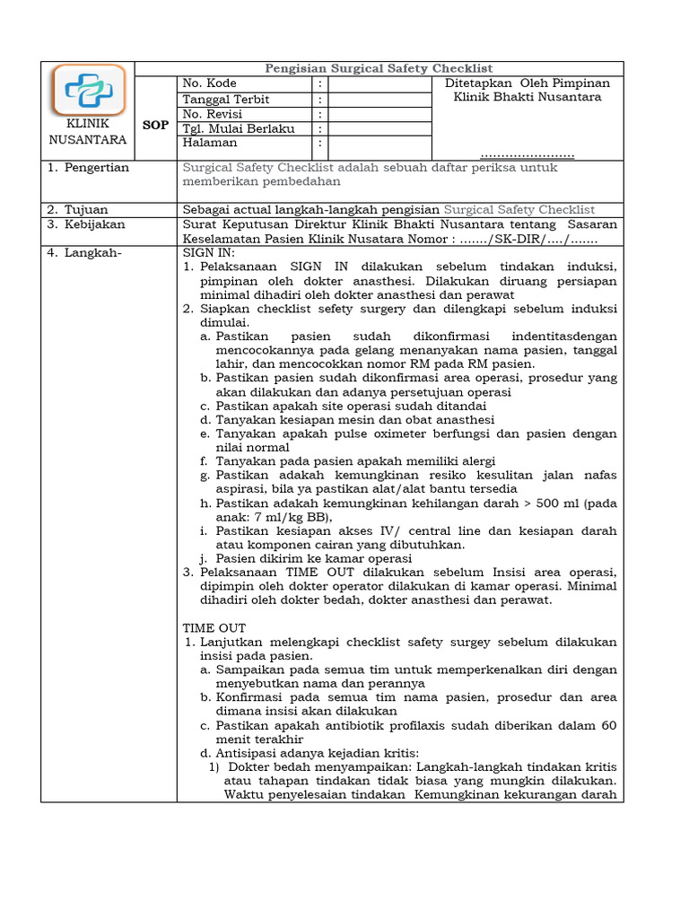 Pmkp 2 5a sop pengisian surgical safety check list pdf