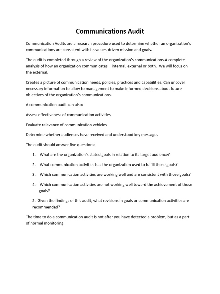 Communication Audit Example – L’audit de communication : pour une ...