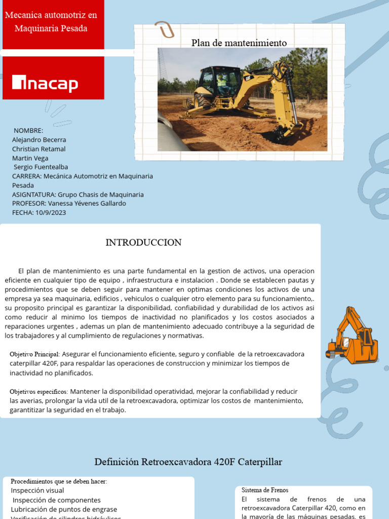 Mantenimiento Retroexcavadora 420F | PDF | Ingeniería de confiabilidad