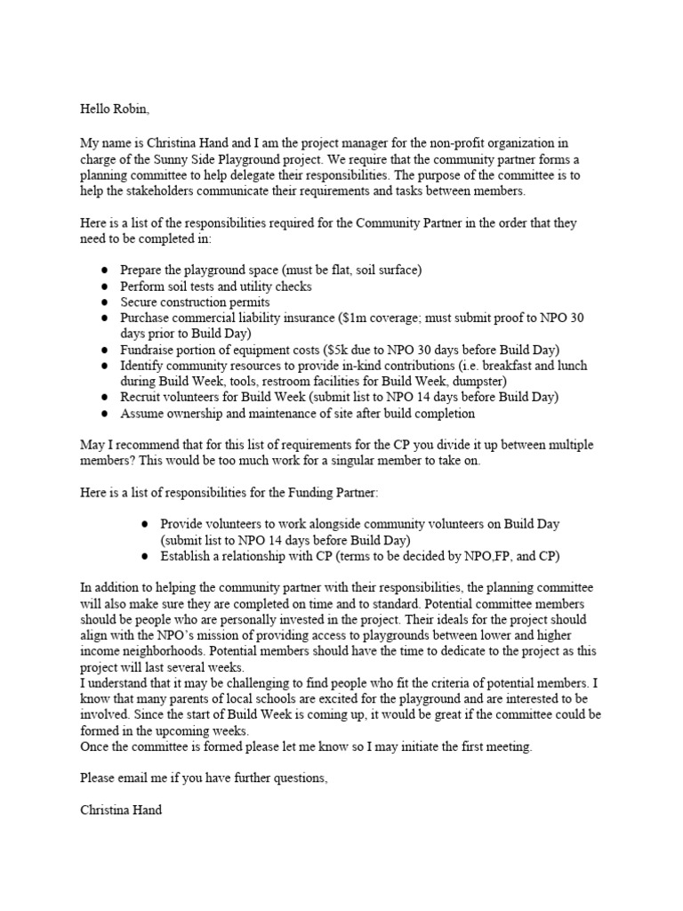 Revision of Email For Planning Committee | PDF | Career & Growth