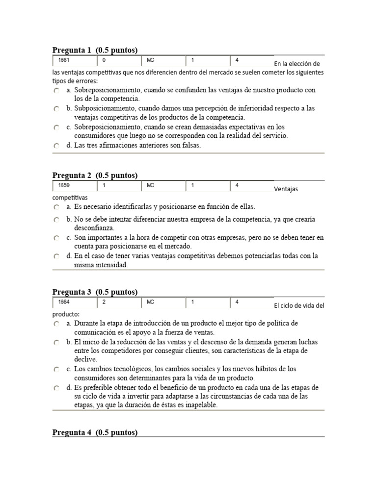 Examen | PDF | Marketing | Producto (Negocio)