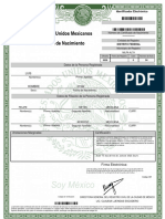 Estados Unidos Mexicanos Acta de Nacimiento: Datos de La Persona Registrada