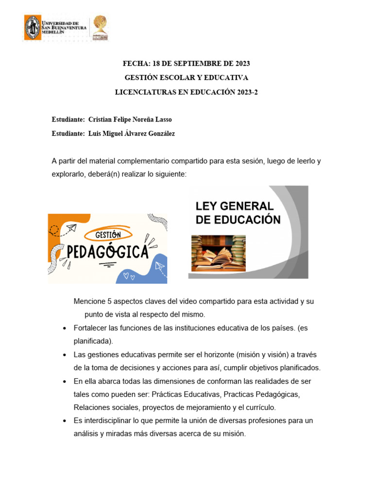 Gestión Educativa y Retos Directivos 2023 | PDF | Plan de estudios