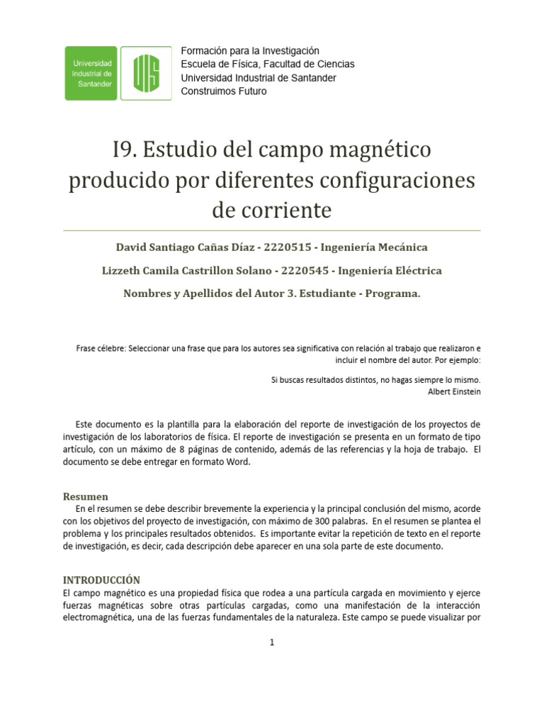 Quinto Laboratorio PDF Campo magnético Corriente eléctrica