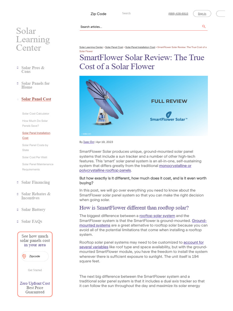 Smartflower Solar Review The True Cost Of A Solar Flower Pdf