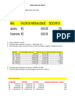 Exercícios de Excel