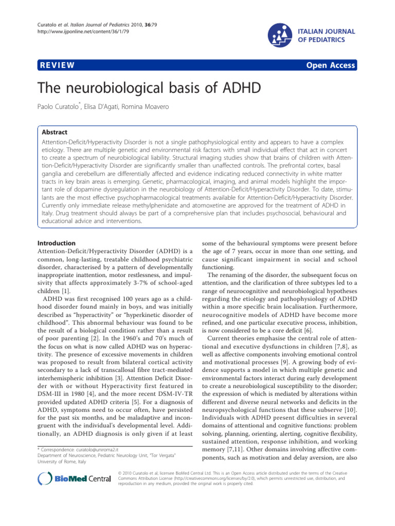 The neurobiological basis of adhd pdf attention deficit