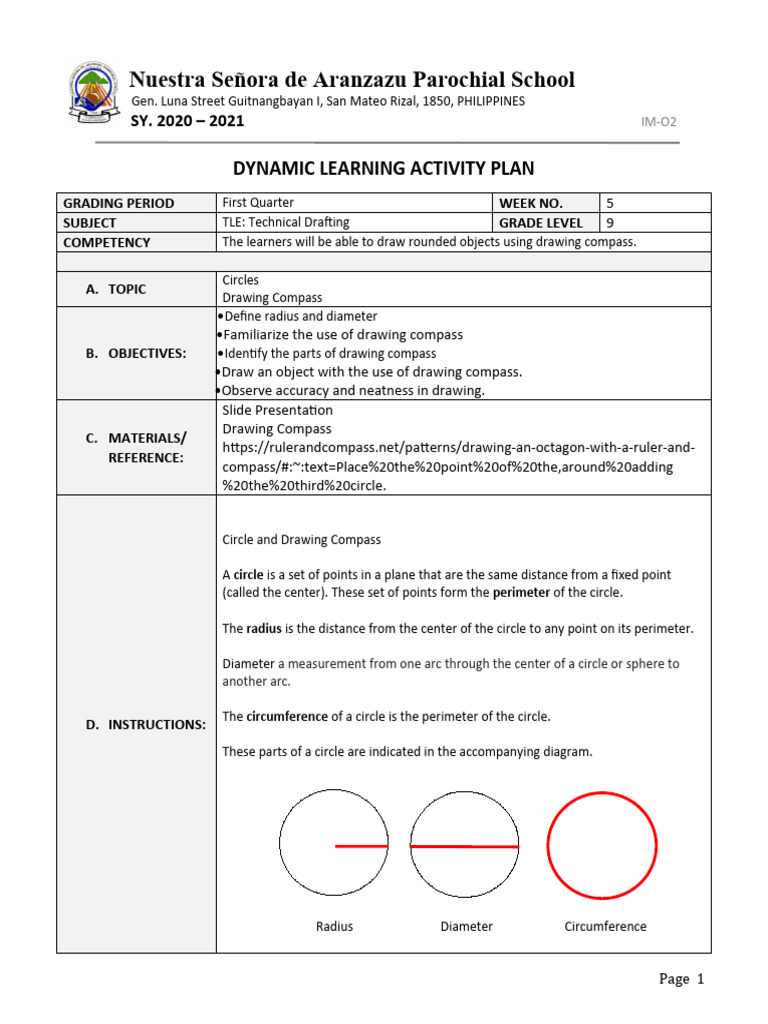 Drafting 1-5 DLAP 2020-2021 | PDF | Circle | Classical Geometry
