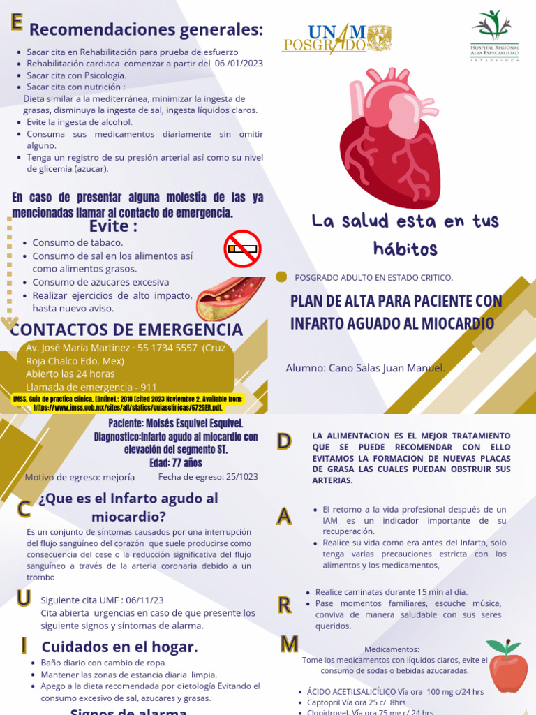 Plan de Alta para Infarto Agudo al Miocardio | PDF | Infarto de ...
