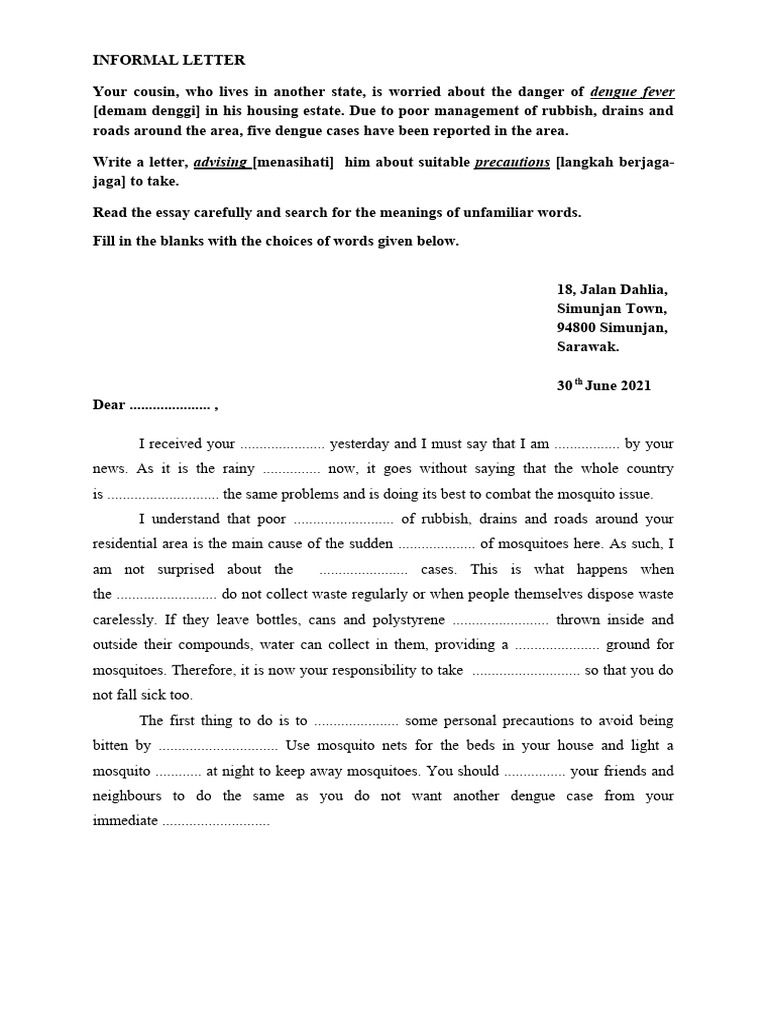 WRITING AN INFORMAL LETTER (PDPR Activity) | PDF