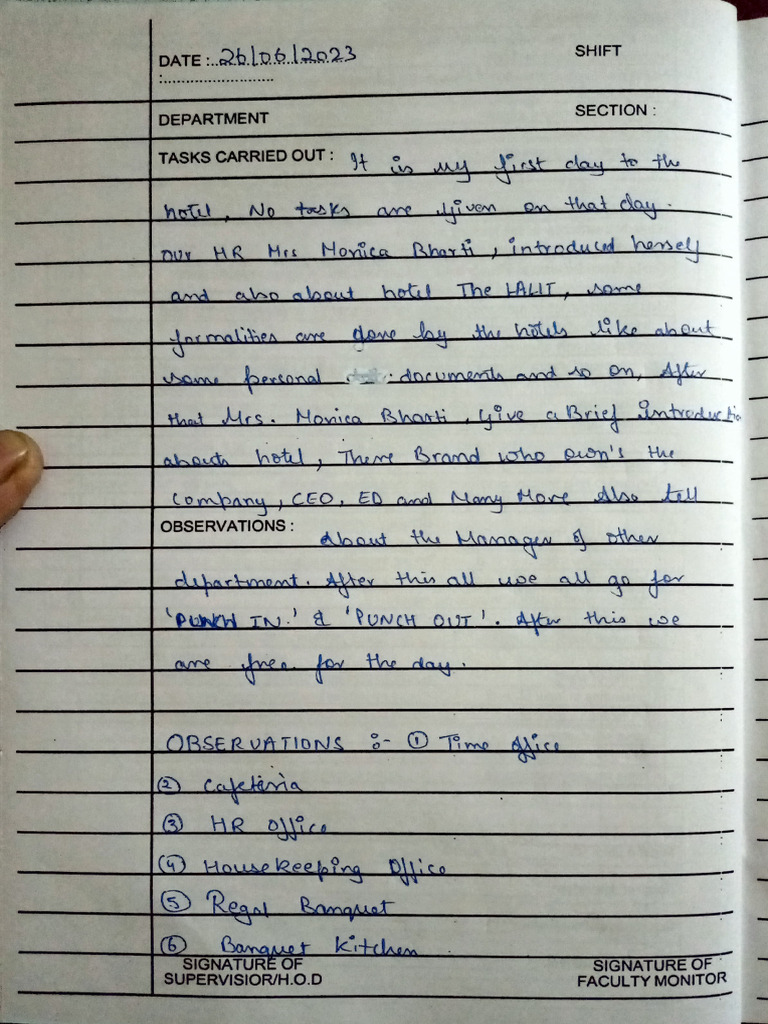 Shift Task Report and Observations | PDF