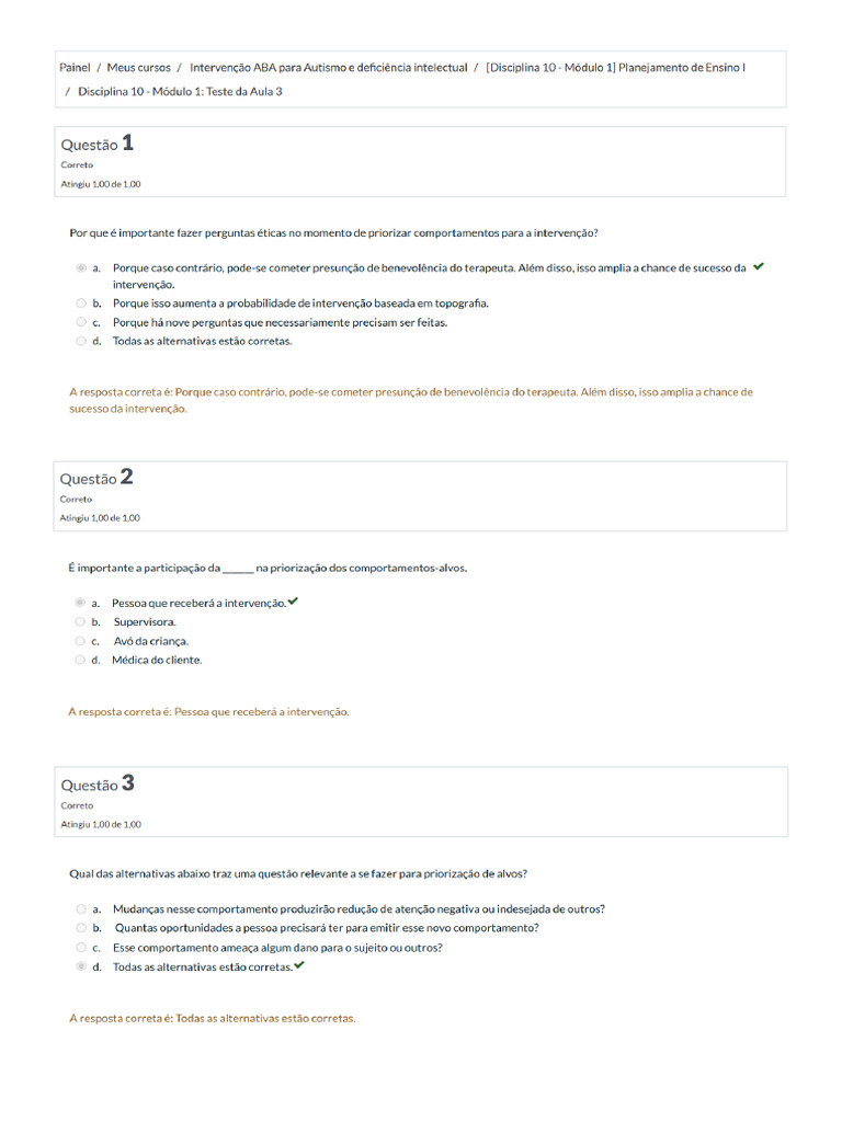 Disciplina 10 - Módulo 1 - Teste Da Aula 3 | PDF