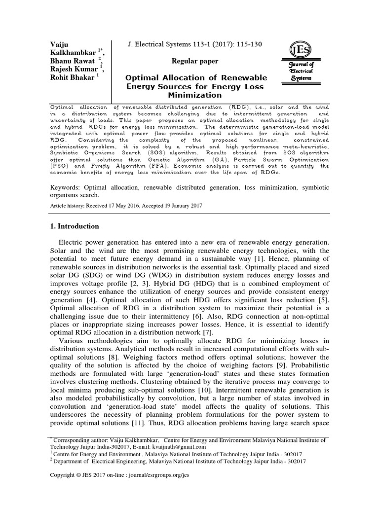 Optimal Allocation of Renewable | PDF | Mathematical Optimization ...