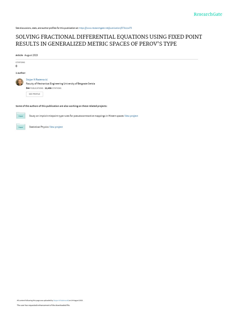 Solving Fractional Differential Equations Using Fixed Point Results in ...