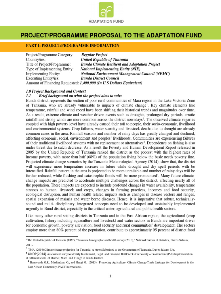 Project Proposal Environmental Protection ProgramDENR PDF Climate