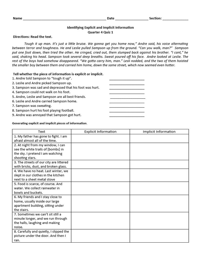 Implicit And Explicit Quiz