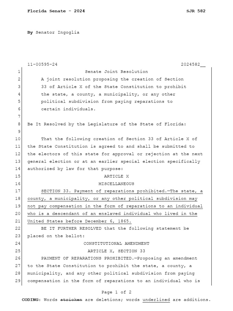 Florida Senate 2025 SJR 582 PDF