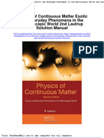 Physics of Continuous Matter Exotic and Everyday Phenomena in The Macroscopic World 2nd Lautrup Solution Manual