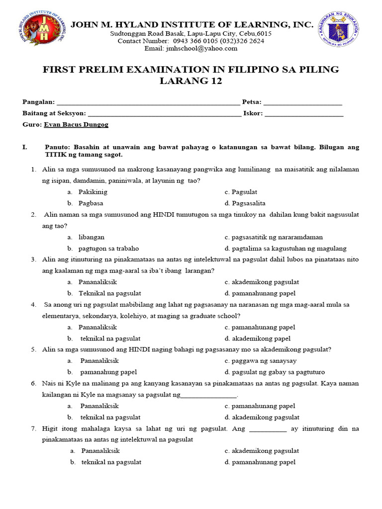 Filipino 12 | PDF
