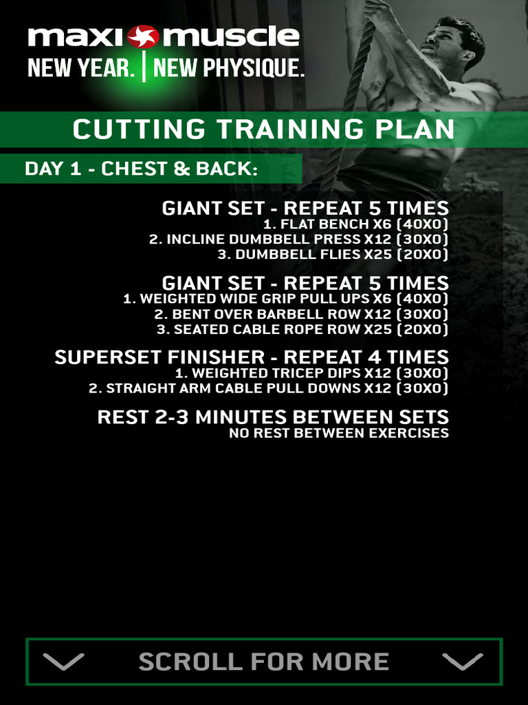 5-Day Cutting Training Program | PDF | Weight | Physical Exercise