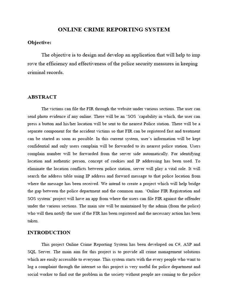 Online Crime Reporting System-Full Document | PDF | Software Testing ...