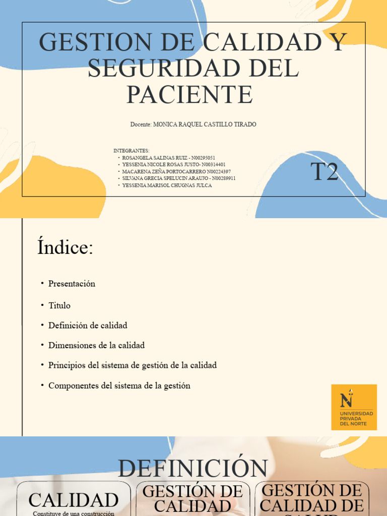 Gestión de Calidad y Seguridad del Paciente | PDF | Calidad (comercial ...
