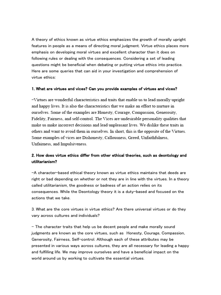 Understanding Virtue Ethics and Its Impact | PDF | Virtue Ethics | Virtue