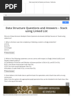 Stack Using Linked List Questions and Answers