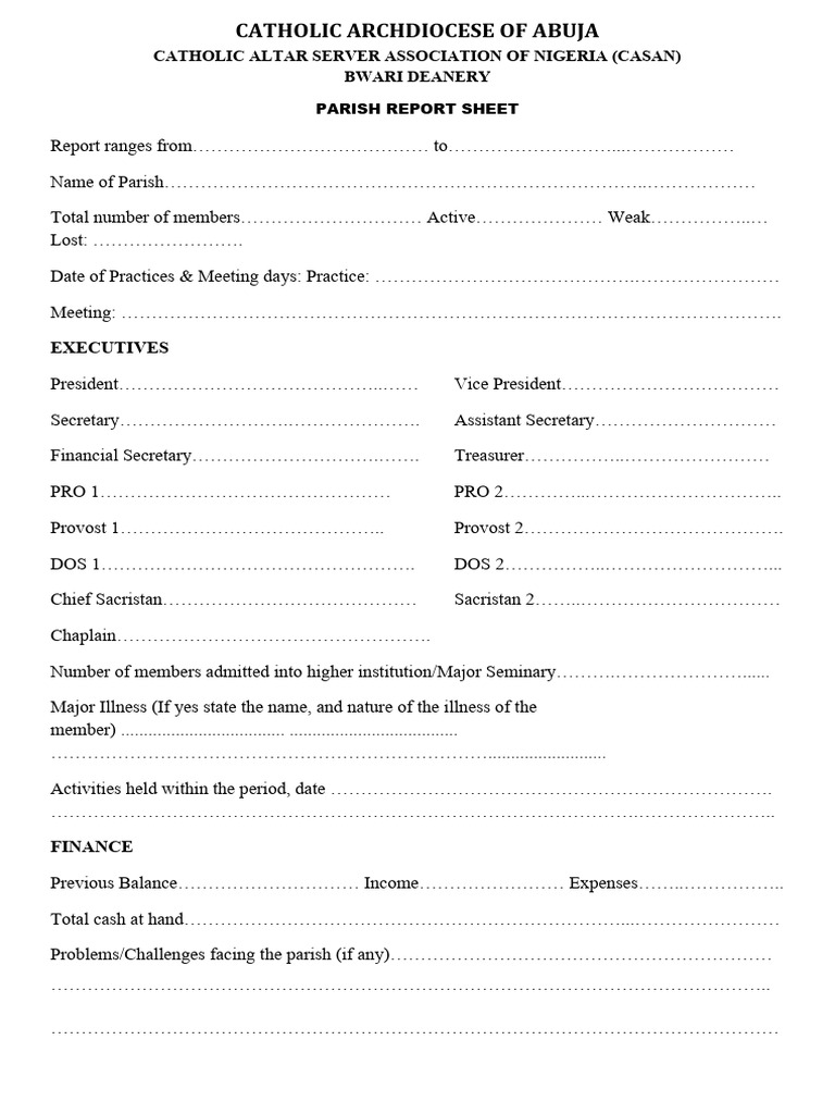 Parish Report | PDF | Religious Organizations | Church Organization