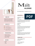 Currículum Vitae CV Diseñadora y Arquitecta Minimalista Rosa