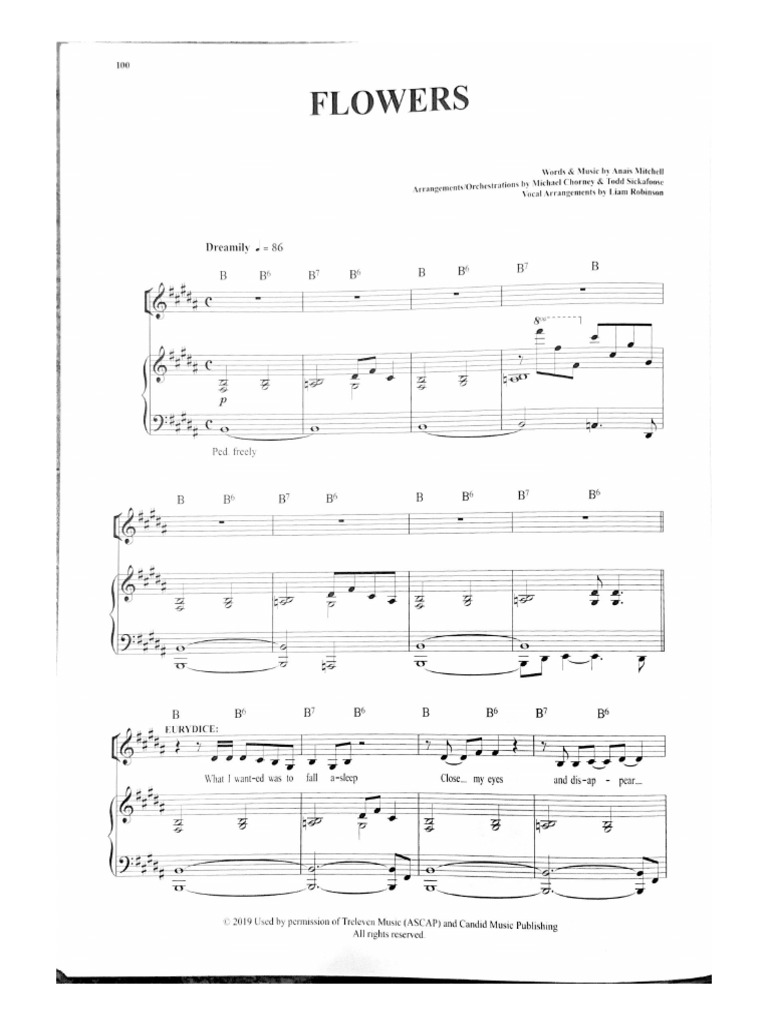 Flowers (Hadestown 32 Bar Cut) PDF