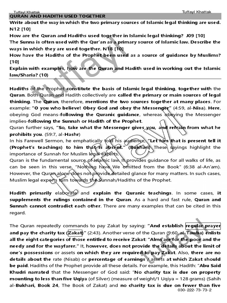 Sources of Islamic Law (The Shariah) | PDF | Hadith | Muhammad