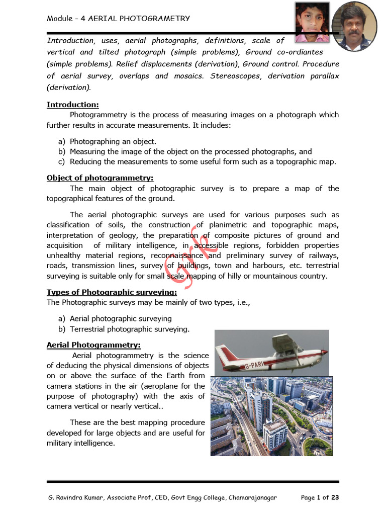 Module 4 Arial Photogrametry Surveying | PDF | Stereoscopy | Topography