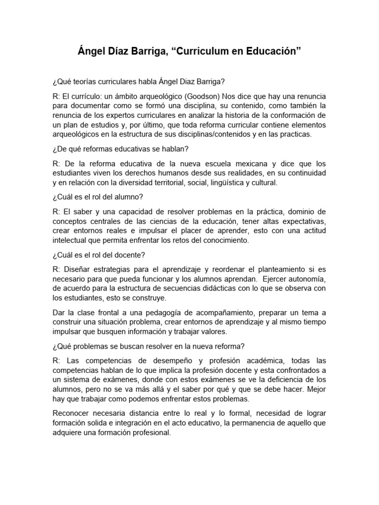 ángel Díaz Barriga Curriculum En Educación Pdf