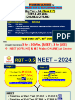 Monthly Test 4 Schedule Class XI (October)