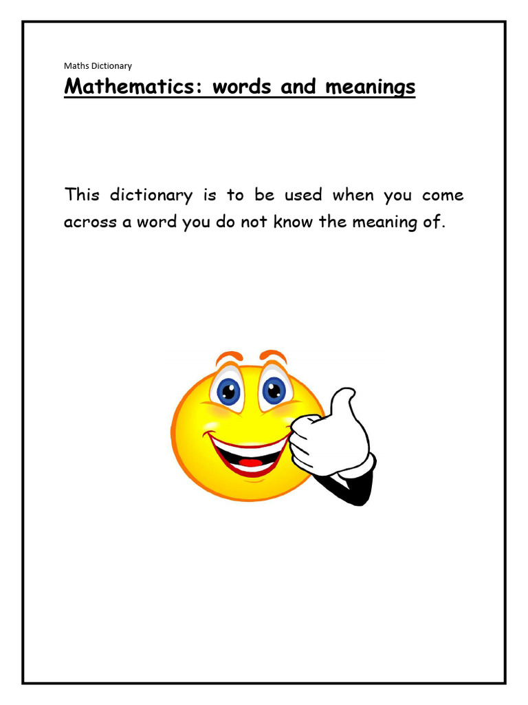 Maths Dictionary: Terms and Definitions | PDF | Triangle | Numbers