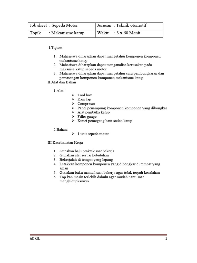 Analisis Mekanisme Katup Sepeda Motor | PDF