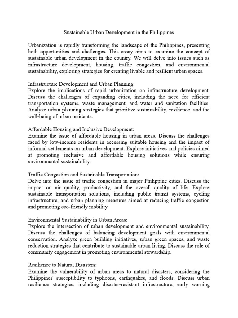 Sustainable Urban Development in The Philippines | PDF | Sustainability