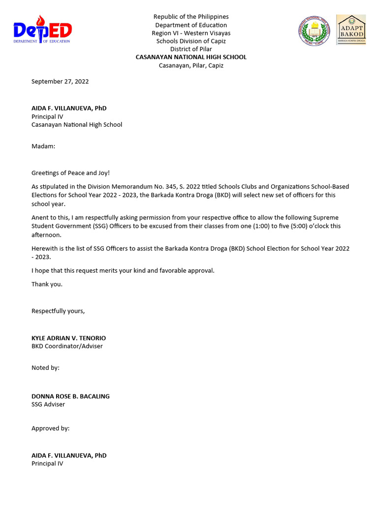 Excuse letter for elections pdf