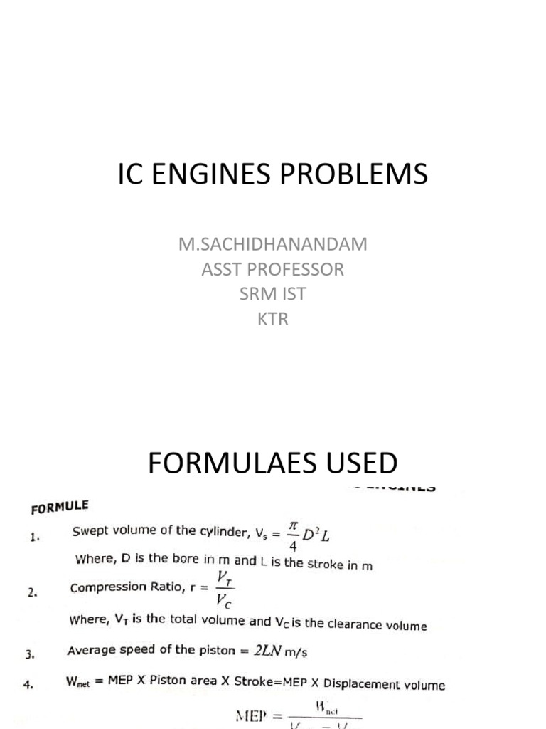 Ic Engines Problems | PDF