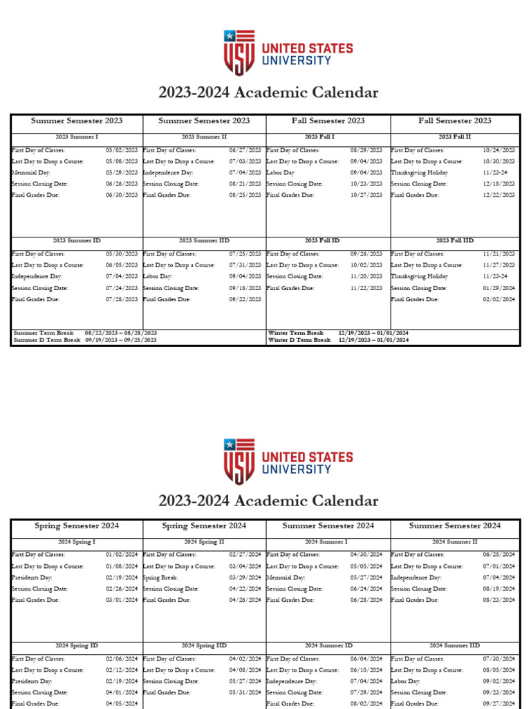 20232024 Academic Calendar PDF Academic Term Observances