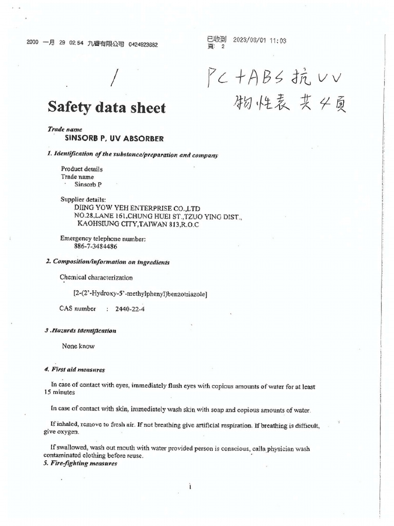 Uv-Absorber SDS | PDF