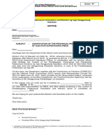 2023 - ANNEX H - Notification Letter Re Constitution of Provincial Pederasyon Board of Election Supervisor