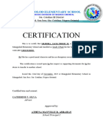 Certification For Transfer