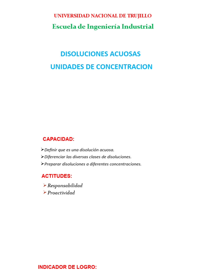 Clase 1 Soluciones Unidades De Concentraci N Pdf Concentraci N