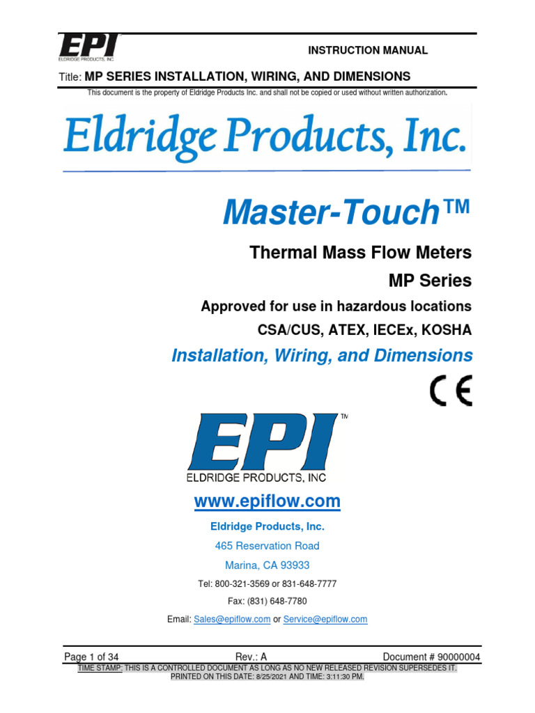 RevA MP Series Manual | PDF | Pipe (Fluid Conveyance) | Electrical ...