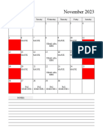 2023 11 November Calendar Plain Notes Portrait Sunday Start en (AutoRecovered)