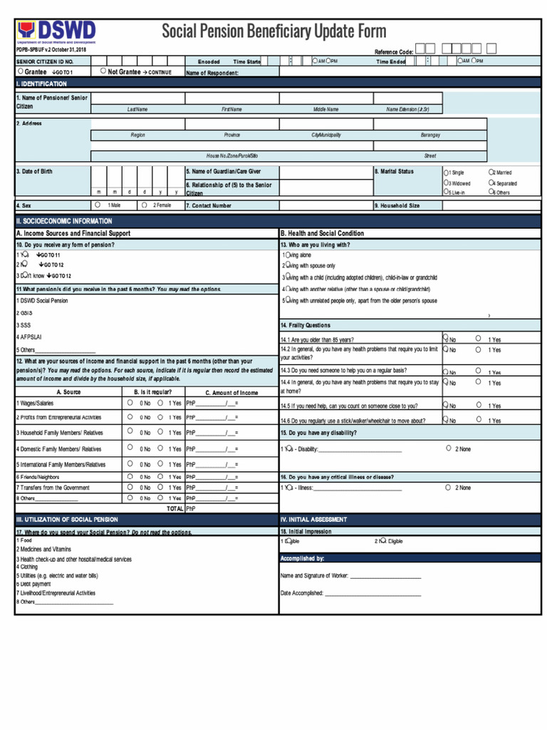 Social Pension Beneficiary Update Form | PDF