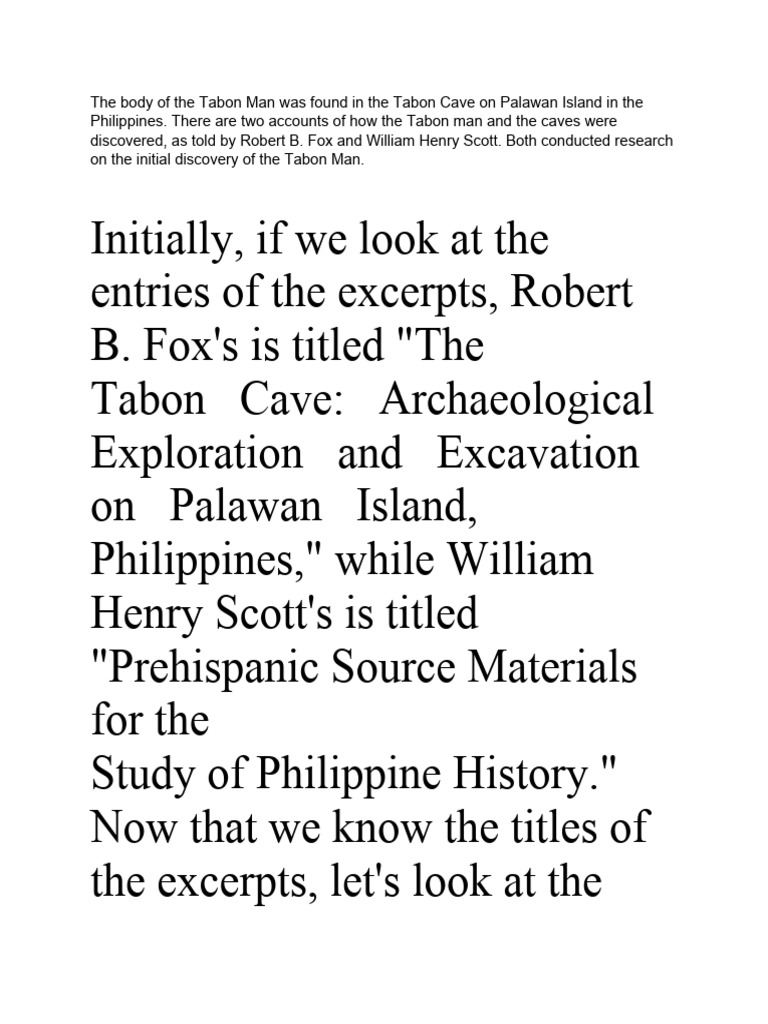 Tabon Man Tagalog Meaning