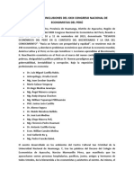 Resumen y Conclusiones Del Xxix Congreso Nacional de Economistas Del Perú